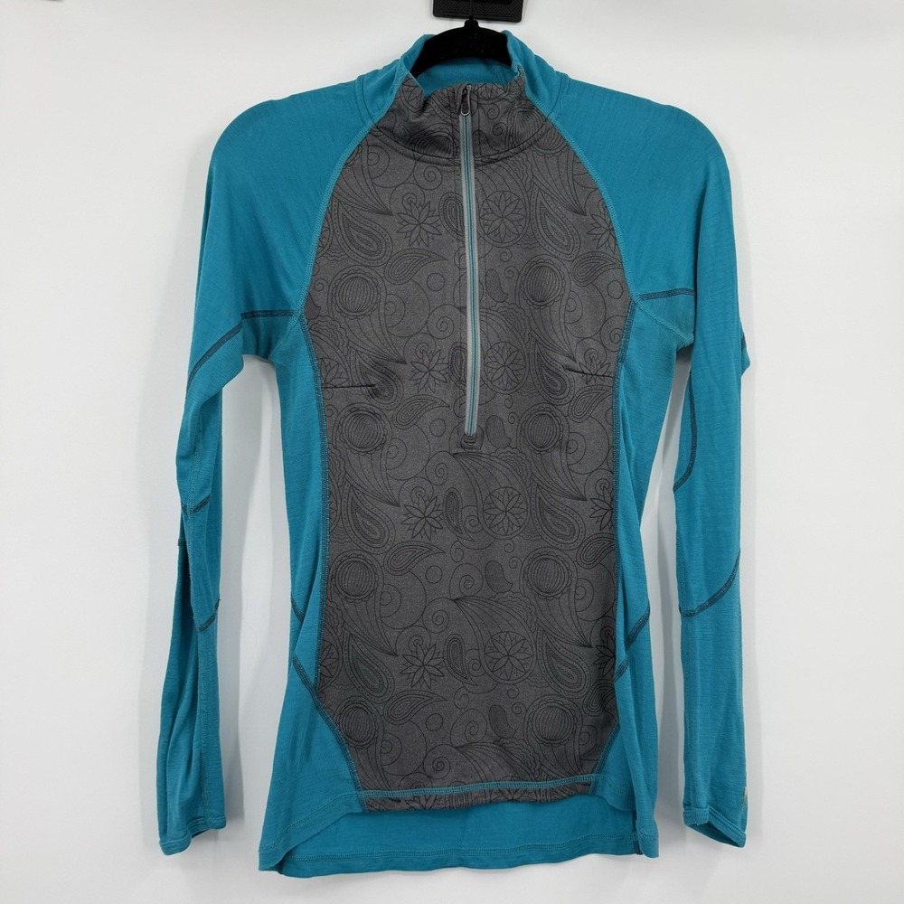 Smartwool Phd Pullover Womens Small Blue Long Sleeve Merino Wool 1/2 Zip